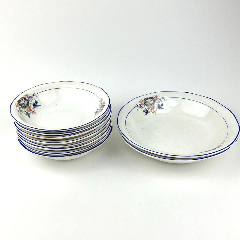 Salem China Vintage Ceramic Bowls Semi-Vitreous | 8" Floral Pattern